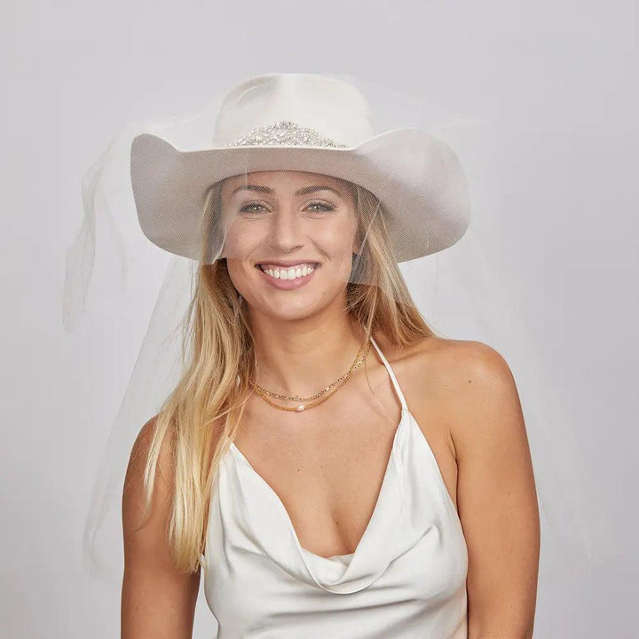 American hat makers Chapeau de cow-girl en feutre pour femme avec voile Juliet | Fabricant de chapeaux américains